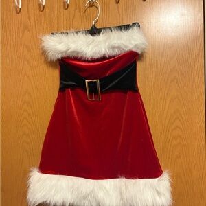 Women’s 3Pc Santa Dress Outfit- Red, Black and White